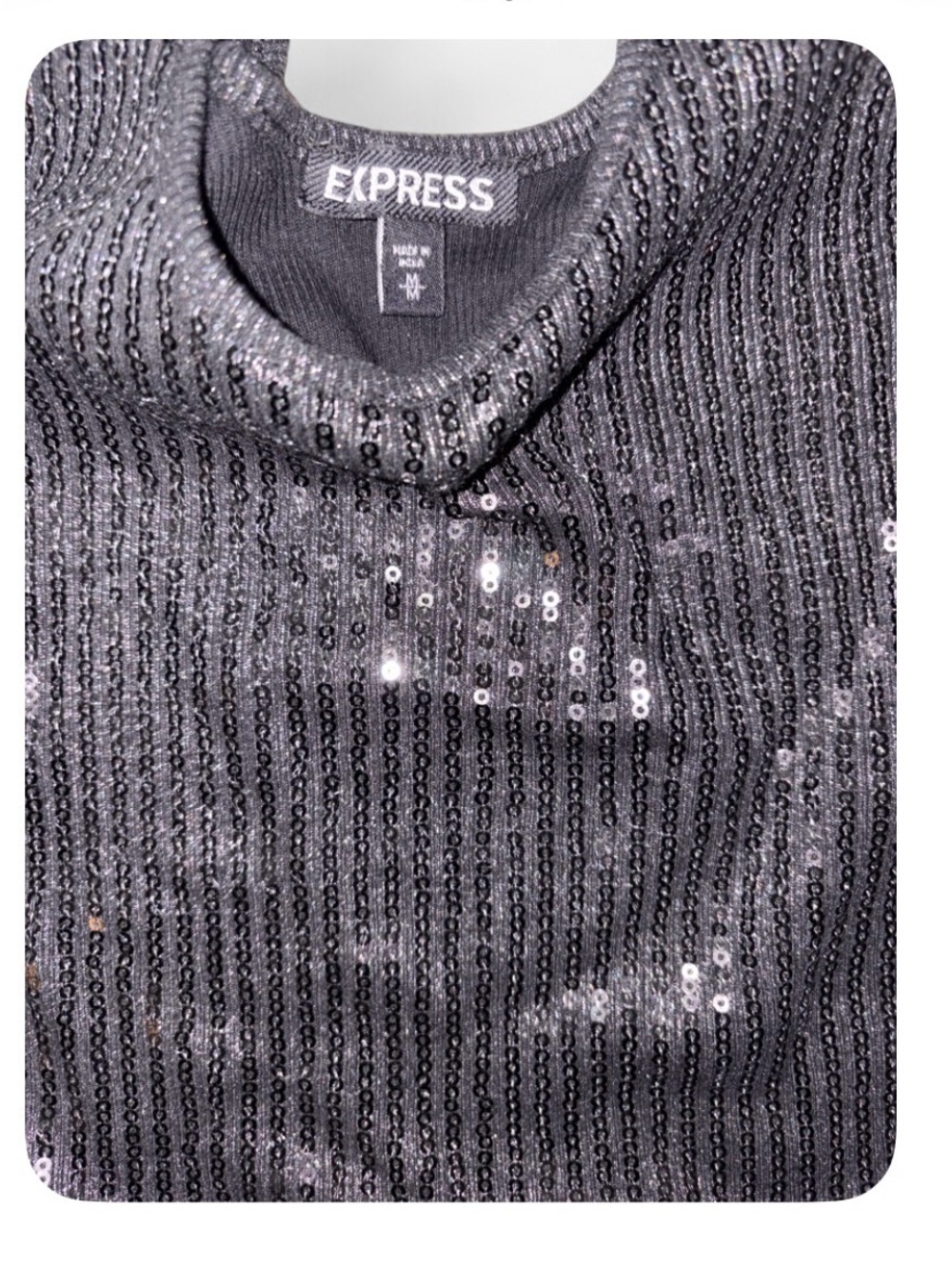 Express Black Sequin Tank Top - Picture 3 of 4